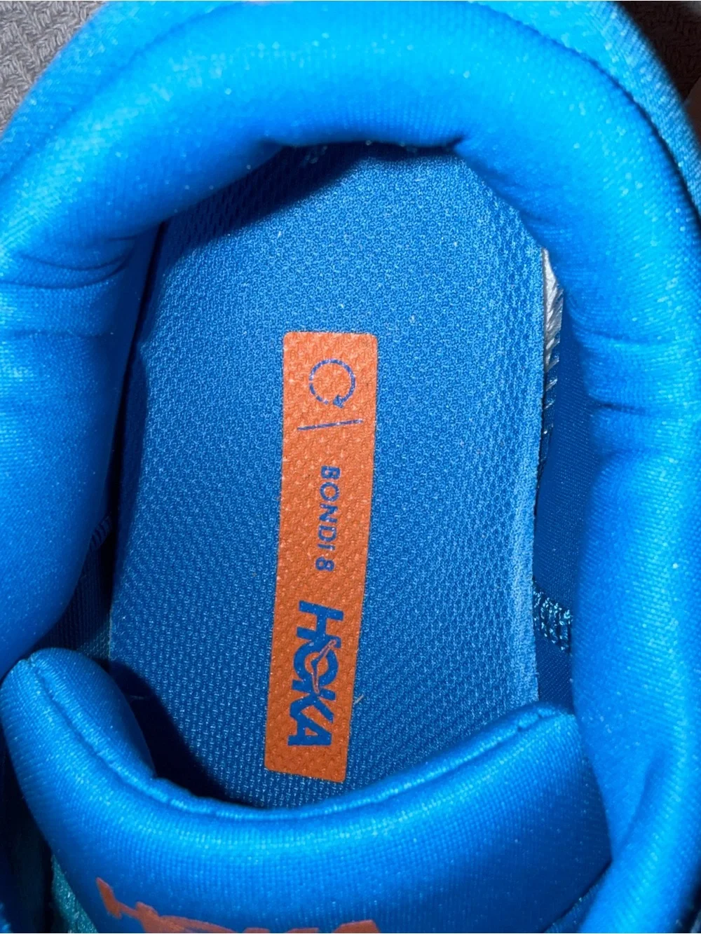 Hoka Men's Blue and Orange Cushioned Running Sneakers size 10
